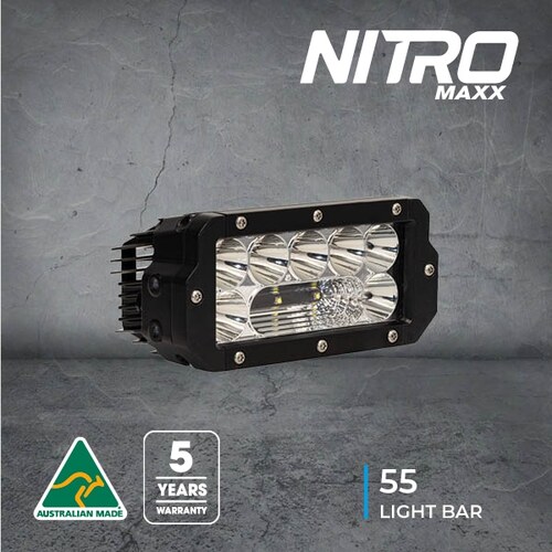 NITRO MAXX 7" HIGH POWER LED LIGHT BAR - 5700K - BLACK RIM - BASE MOUNTS