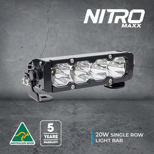 NITRO MAXX 7-INCH LED SINGLE ROW LIGHT BAR - 20W - WIDR BEAM - 5700K