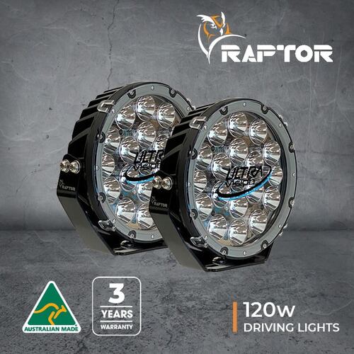 RAPTOR 120 LED 9" DRIVING LIGHT - COMBO - 5700K - GREY  RIM - INCLUDES HARNESS